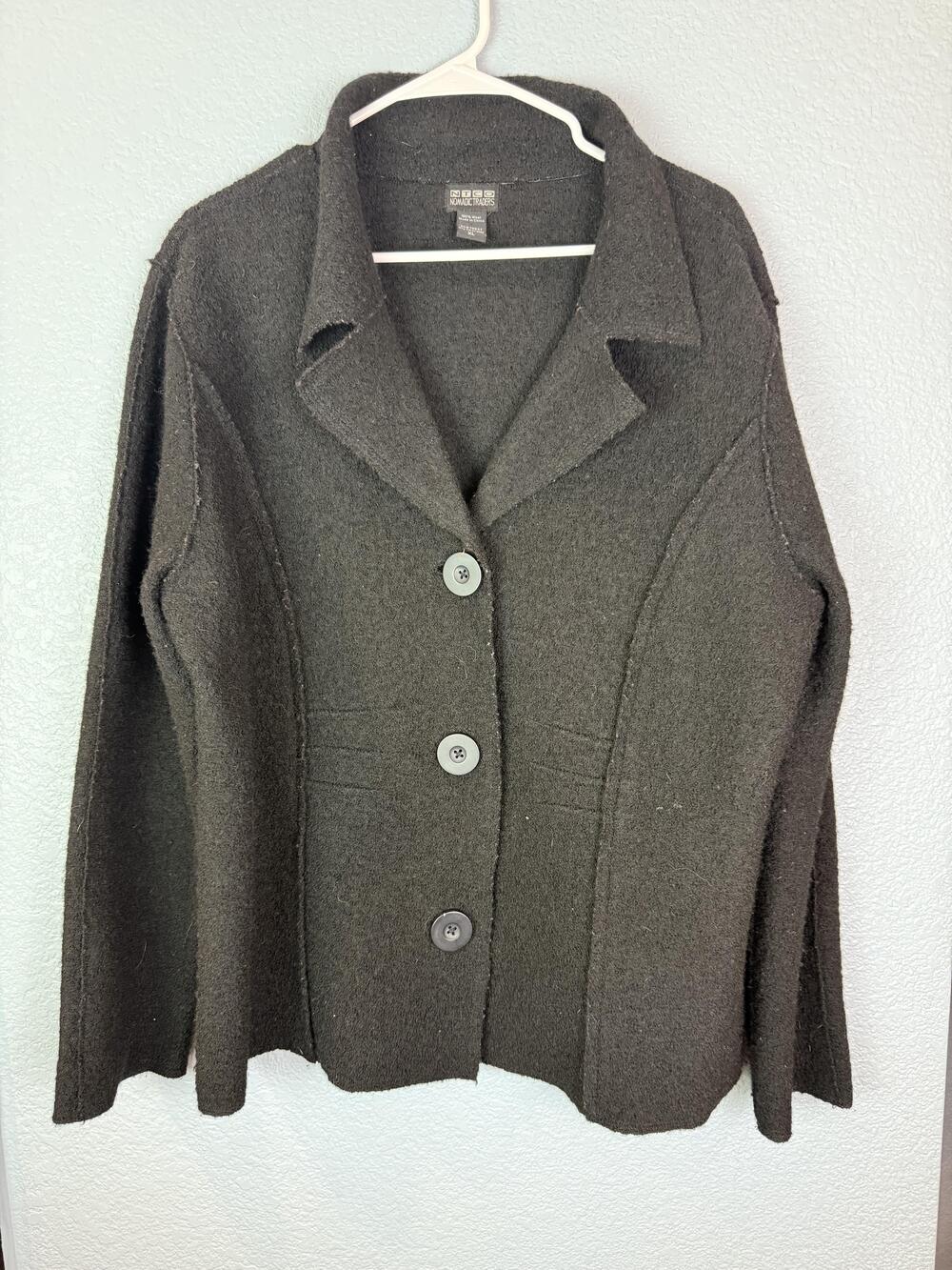 Nomadic Traders Jacket Womens XL Wool Button Up Structured Blazer Coat